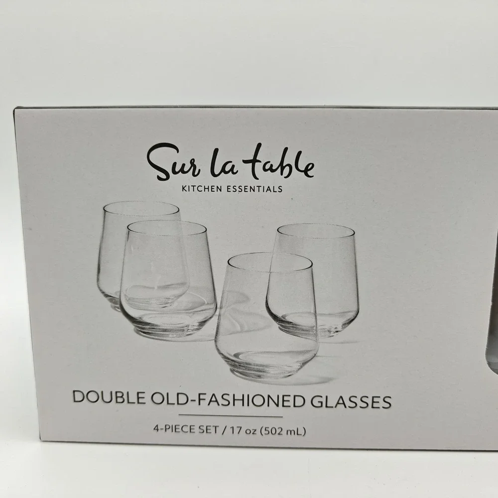 Sur La Table Kitchen Essentials Double Old-Fashioned Glasses 17oz Set of 4 NIB